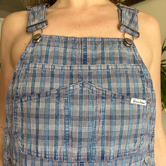 Vintage 90s Guess U.S.A. Plaid Overall Shortalls Romper Jumpsuit S - Picture 16 of 16